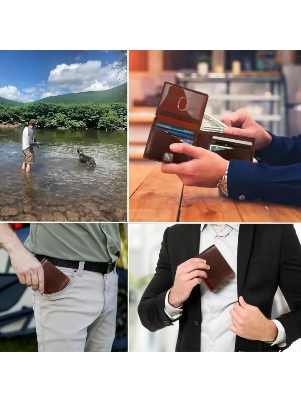 Men's RFID Blocking Bifold Wallet - Durable Leather, 11 Card Slots, Quick